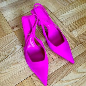 Zara Neon Pink Slingback Heels
